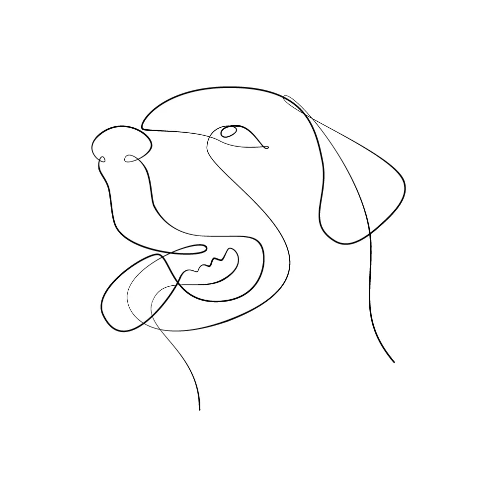 A face of a dog as a continuous line art