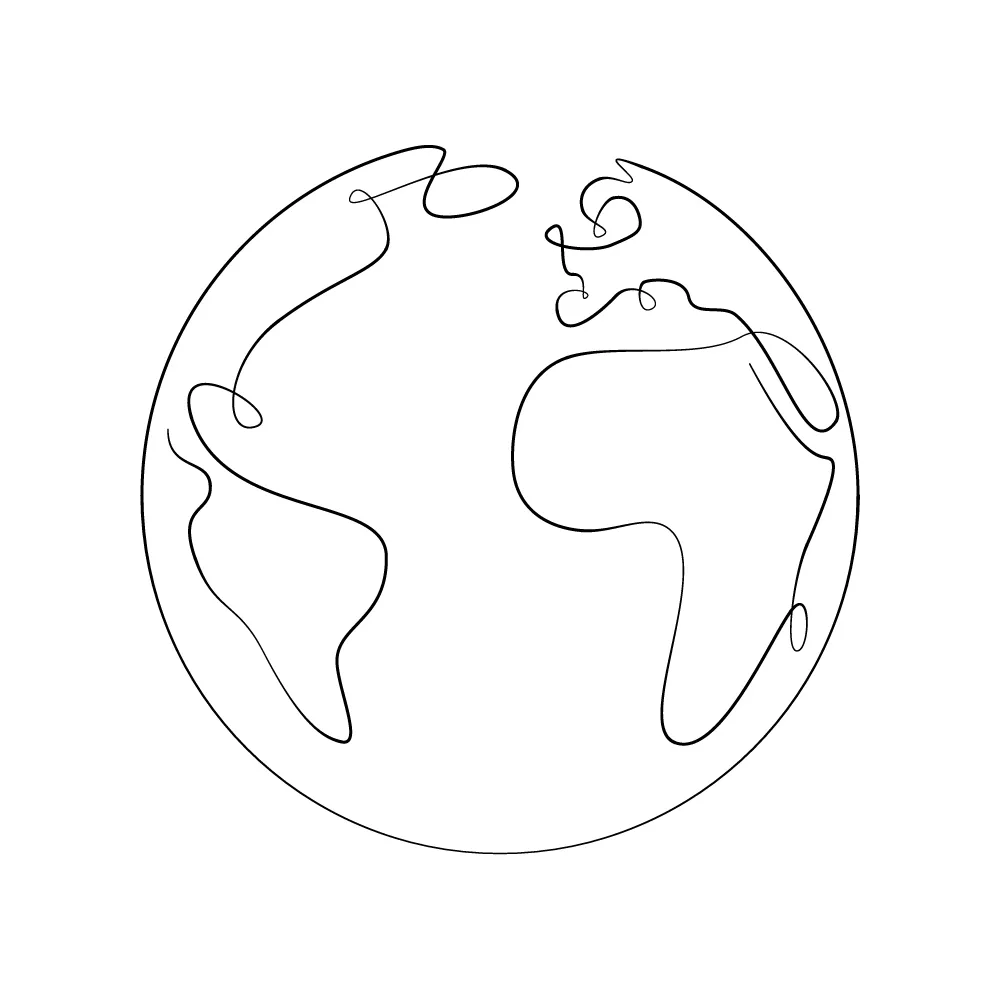 The earth as a continuous line art