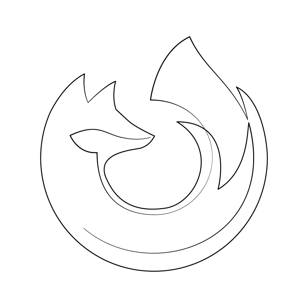 The firefox logo as a continuous line art