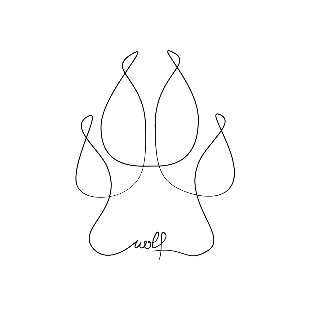 A wolf paw as a continuous line art